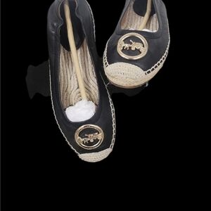 Coach Black Espadrilles with Gold Accent